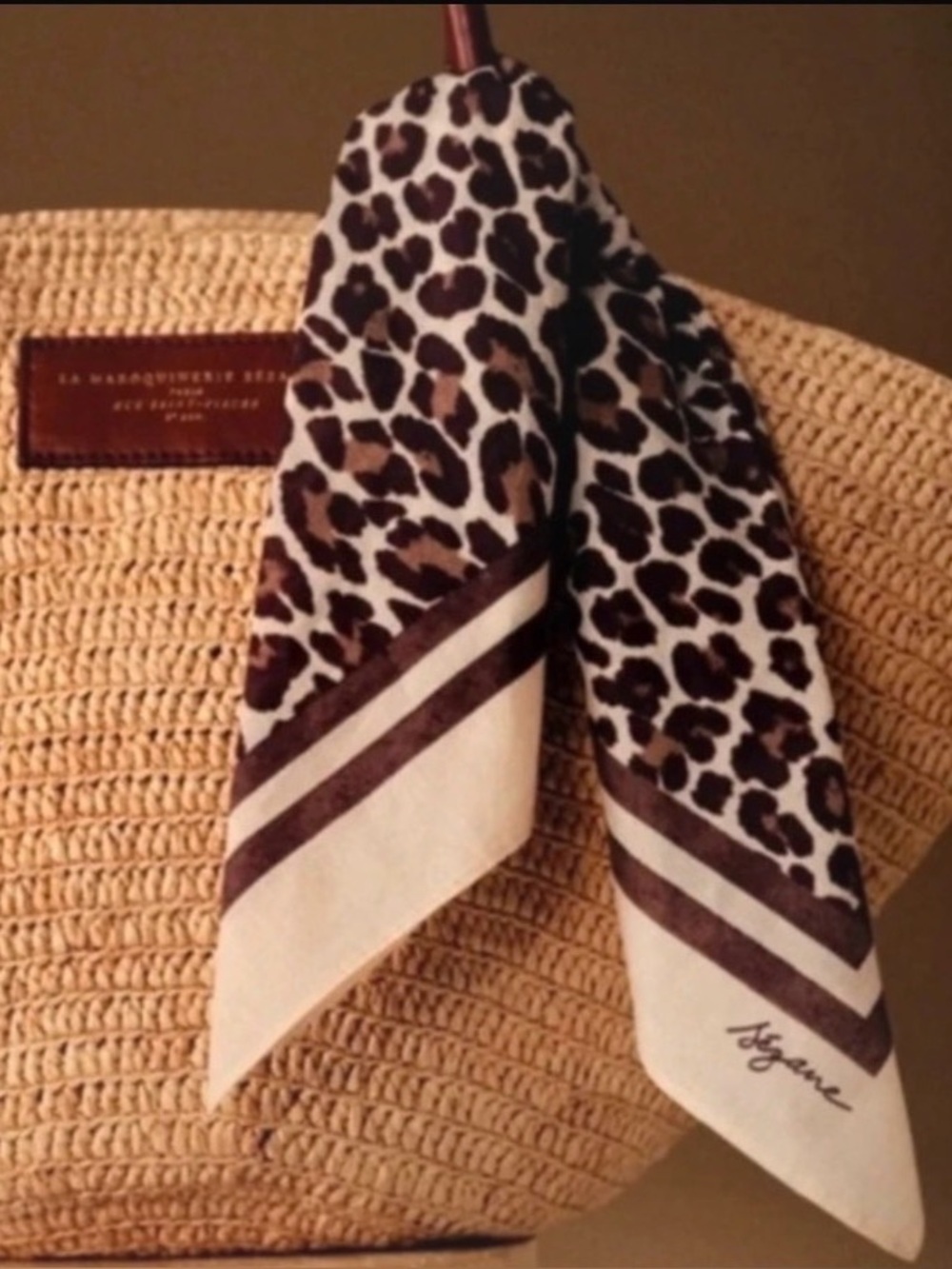NWT Sezane Brown Leopard Print Scarf 20x20